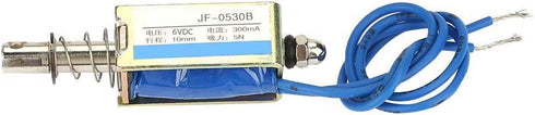 DC Electromagnet, 6/12/24V 300mA Pull Push Type for Food Machine Textile Machinery, 10mm Retractable Range