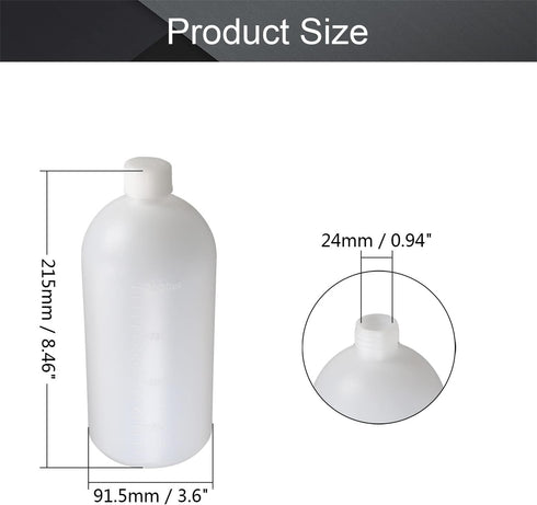 Othmro 5Pcs 1000ml/33.82oz PE Bottles, Lab Cylindrical Chemical Reagent Bottle, Small Mouth Laboratory Reagent Bottle, Sample Sealing Liquid Storage Container for Food Store White Translucent