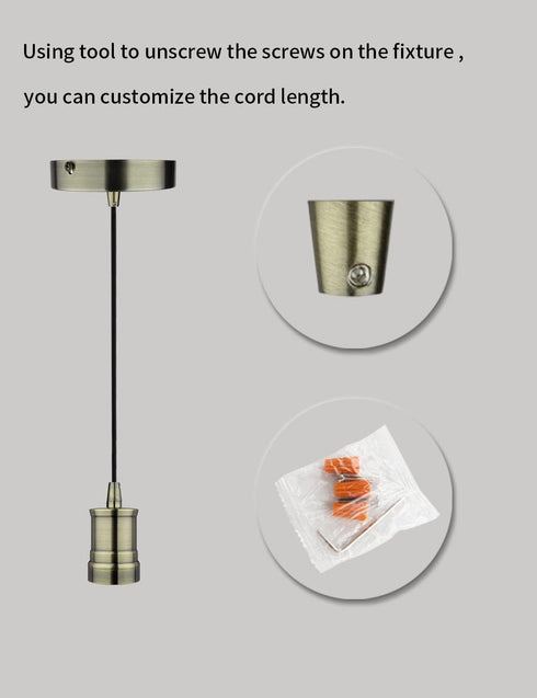 4.75'' 10ft E26 LP-116-5 Bronze Mini Pendant Light Fitting Antique Style, Single Light Socket, Canopy, Adjustable Black