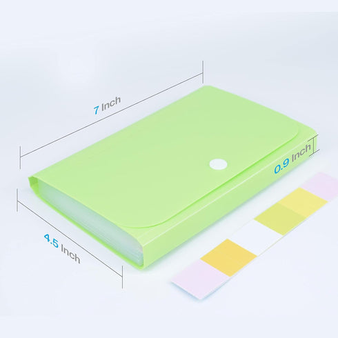 Receipt Organizer Mini Wallet for Coupons, Receipts, Cash, Tax Items, 7x4.5 in with 13 Pockets and Tabs (Green)
