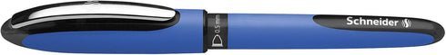 Schneider One Hybrid C Rollerball Pen, 0.5 mm Conical Tip, Black Ink, Light Blue Barrel, Box of 10 Pens (183201)