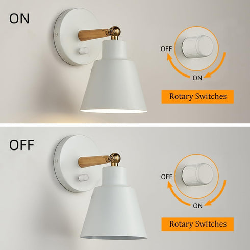 (1, ClanKin Wall Sconces Lighting for Bedroom, White Wood Style Wall Sconce Reading Lamp, Adjustable Wall Light