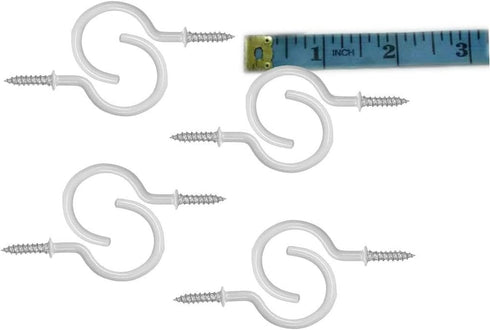 Pack of 40 White Vinyl Coated Screw-in Wall Hooks for Indoor & Outdoor Use