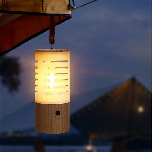 pazmia 1500mAh Dimming Portable Wooden Night Light Mini Stepless Warm White Light USB Rechargeable for Bedroom Baby