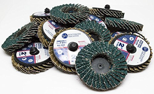 Benchmark Abrasives 2" Quick Change Zirconia Flap Disc Grinding Wheel - Pack of 10, 40 Grit for Finishing