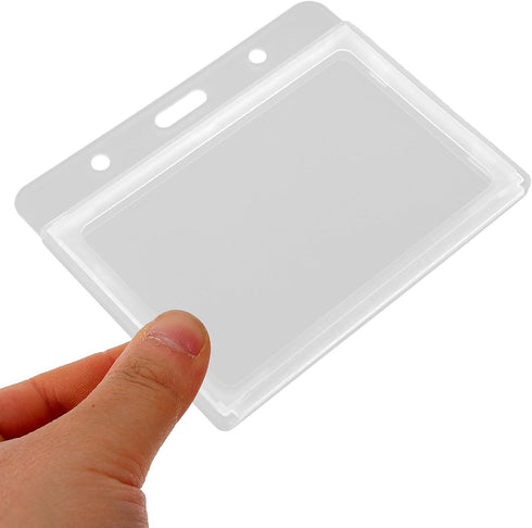 STOBOK Heavy Duty ID Card Badge Holder - Horizontal Plastic Name Tag Work Permit Card - 5pcs