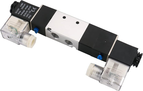 Baomain Pneumatic Solenoid Air Valve 4V230C-08 DC 24V 5 Way 3 Position Internally Piloted