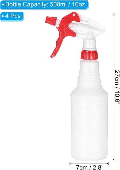 PATIKIL 500ml/16oz Plastic Spray Bottles, 4pcs Adjustable Nozzle Refillable Leak Proof Empty Water Mist Stream Sprayer for Cleaning Solutions Plants Hair, Red by PATIKIL