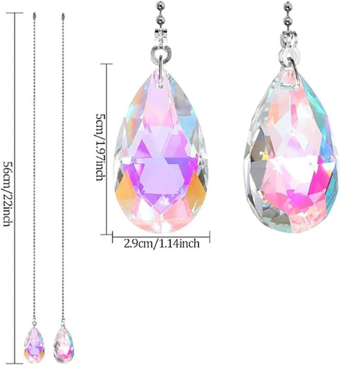 GSHLLO 2 56 cm Pcs Glass Crystal Fan Pull Chain Ceiling Pull Cord Pendants Charm Light Pull String Ornament Floor Lamp