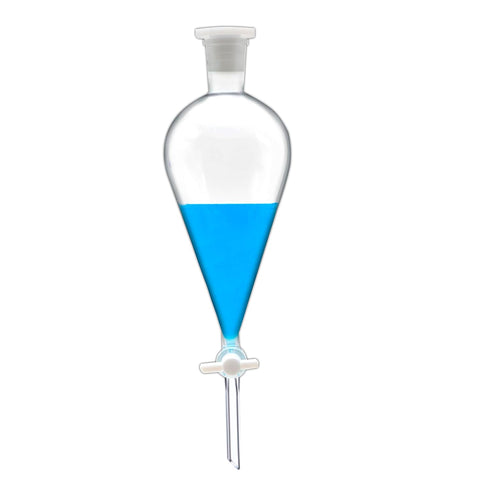 Borosilicate Glass 250ML Separating Funnel, Heavy Wall Conical Separatory Funnel with 24/40 Joints and PTFE Stopcock