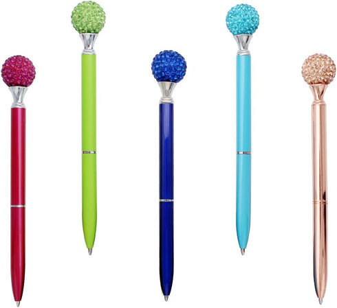 Gullor 5PCS Diamond Ball Retractable Ballpoint Pen, Bling Metal Pens, Multicolor Set