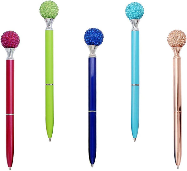 Gullor 5PCS Diamond Ball Retractable Ballpoint Pen, Bling Metal Pens, Multicolor Set