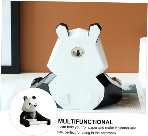 DIYEAH Panda Paper Holder Wall-Mounted No-Drill Design Resin Towel Rack for Bathroom and Kitchen Easy Installation