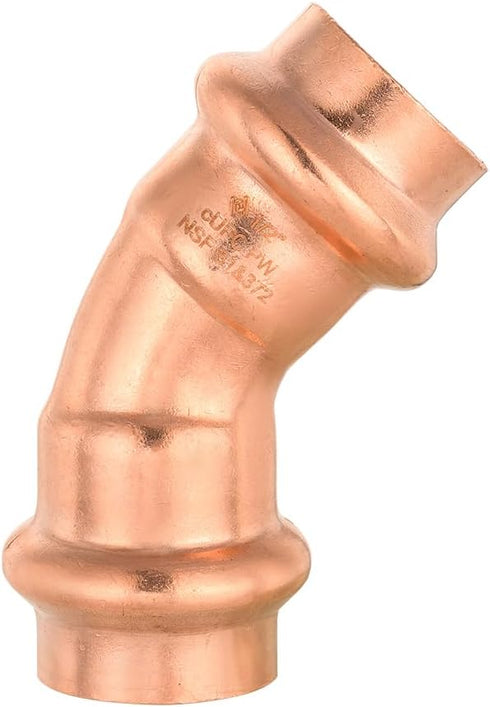 EFIELD 1/2" x 1/2" Copper Press Fit 45 Degree Elbow Fittings, Pack of 10 for Copper Tube Connection