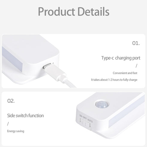6 Pack Motion Sensor Night Light, Rechargeable Stair Lights Indoor, Warm White Motion Sensor Light Indoor, Battery