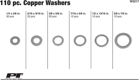 Performance Tool W5217 110pc Copper Washer Assortment