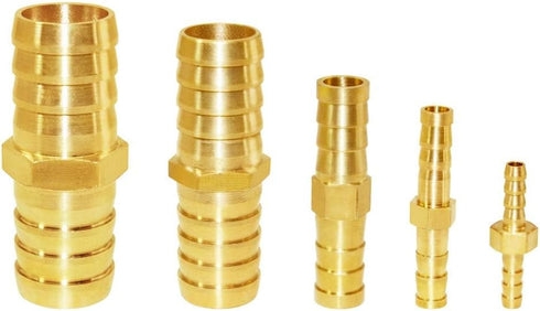 JoyTube Brass Hose Barb Fitting, 1/4" Barb Hose Union, Fuel Gas Water Air (Pack of 12)