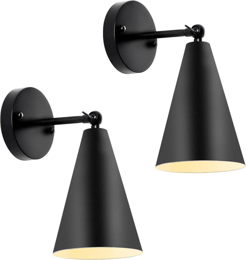 KPWONY Industrial Vintage Wall Sconces 2-Pack - 240 Adjustable Black Modern Lights for