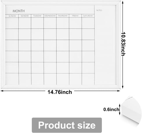 TORASO Dry Erase White Board Monthly Calendar, Magnetic Whiteboard for Wall, Office, School, and Kitchen Memo