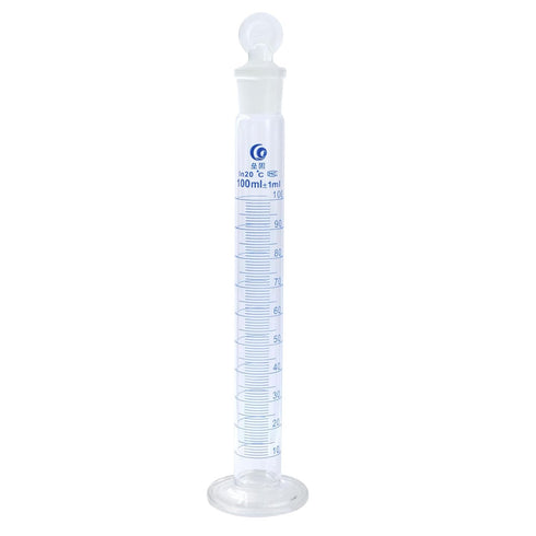 PATIKIL 100ml 3.3 Borosilicate Glass Graduated Cylinder with Stopper, High Transparency Measuring Cylinder for Lab Use