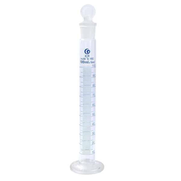 PATIKIL 100ml 3.3 Borosilicate Glass Graduated Cylinder with Stopper, High Transparency Measuring Cylinder for Lab Use