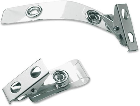 yueton 50pcs Metal Double Hole Badge Clips with PVC Straps, ID Strap Clip Adapter