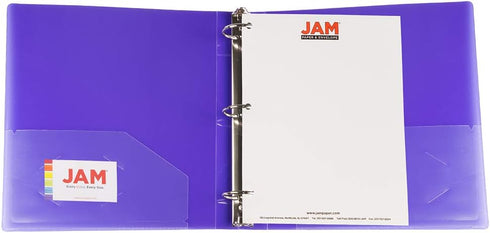 JAM PAPER Plastic 2 Inch Binder, Purple 3 Ring Binder, Sold Individually
