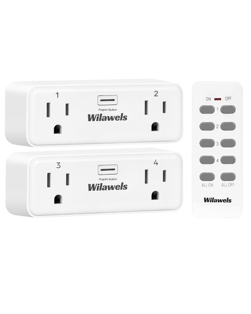 Remote Control Outlet with 4 Independent Control Sockets, WILAWELS Wireless Remote Light