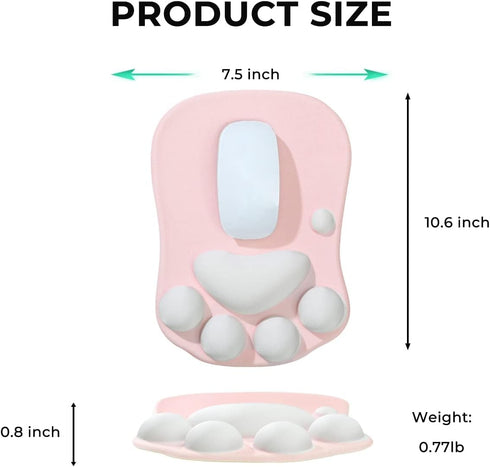 Cute Cat Paw Mouse Pad Wrist Support, Non-Slip Gaming Mouse Pad, Smooth Ergonomic Mouse Pad with Wrist Rest Support,