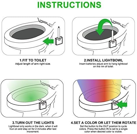 BSASHF 4 Pack Lamp(16 4) Color Changing Toilet Night Light Motion Sensor Led Toilet Motion Activated Led Washroom Night