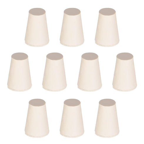 Solid Lab Rubber Stoppers, Drilled Silicone Plugs for Glass Ports, Pipe Mouths, 8-13mm, White, 15Pcs
