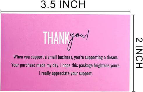 RXBC2011 2x3.5 Inch Pack 100 Thank You for your support Cards Handwritten Lettering Design Thank you small business