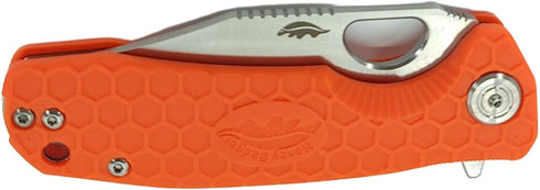 8Cr13MoV 2.80" Honey Badger Knives Small Clip Point Folding Pocket Knife - Steel, Blade, Orange FRN Handle - Ball