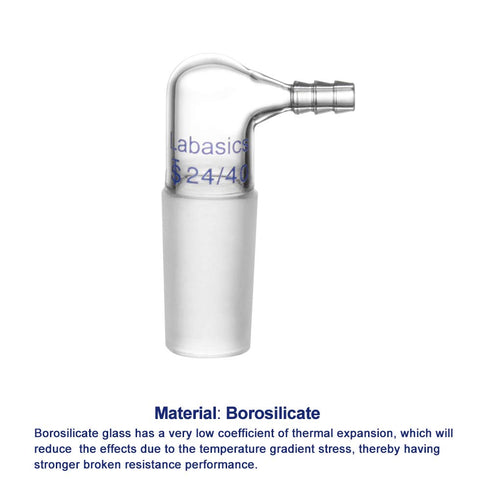 Glass 90 Degree Vacuum/Gas Adapter, Borosilicate Glass Bent Inlet Adapter with 24/40 Inner Joint for Laboratory