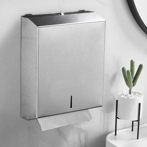 400 Comercial Paper Towel Dispenser Wall Mount, Brushed Stainless Steel Hand Towel Dispenser with Lock, Large Capacity