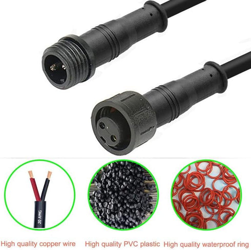 2 Pin Electrical Connector, 2 Core Outdoor LED Connector 20AWG IP68 Male Female Plug LED Connectors with 20CM Cable,for Car,Truck,Ship Equipment,Outdoor LED Strip Lights.(5 Pairs 2P LED) by WOODGUILIN