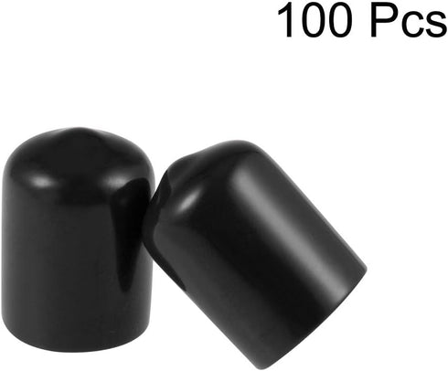 uxcell 100pcs Rubber End Caps 13mm (1/2 inch) ID Vinyl Round Tube Bolt Cap Cover, Black