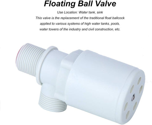 Automatic Float Valve, 3/4" Thread Water Level Control Valve, Plastic Vertical Liquid Level Control Sensor with Filter