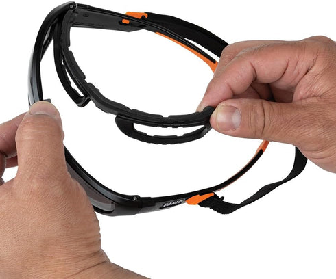 Klein Tools 60471 Safety Glasses, ANSI Z87.1+ Pro Full Frame Gasket Safety Glasses with Gray Lens, UV Protection