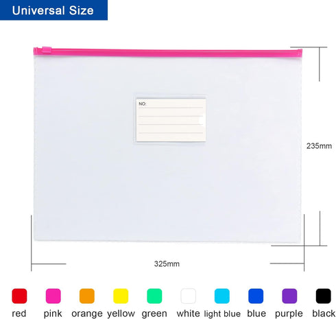 Tamaki 10 Pack Plastic Envelope Poly Zip Envelopes, A4 Size, Letter Size, for School Office Supplies, 10 Color (13x9.5)