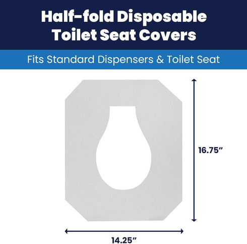 14.25 16.5, 250/pack, 20 Packs/carton HOSPECO Discreet Seat Half-Fold Toilet Seat Covers, X White