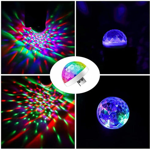 HVZUM (4 Packs) USB Mini Disco Ball Party Lights, Sound Activated DJ Stage Strobe Lights, Portable Led Car Atmosphere