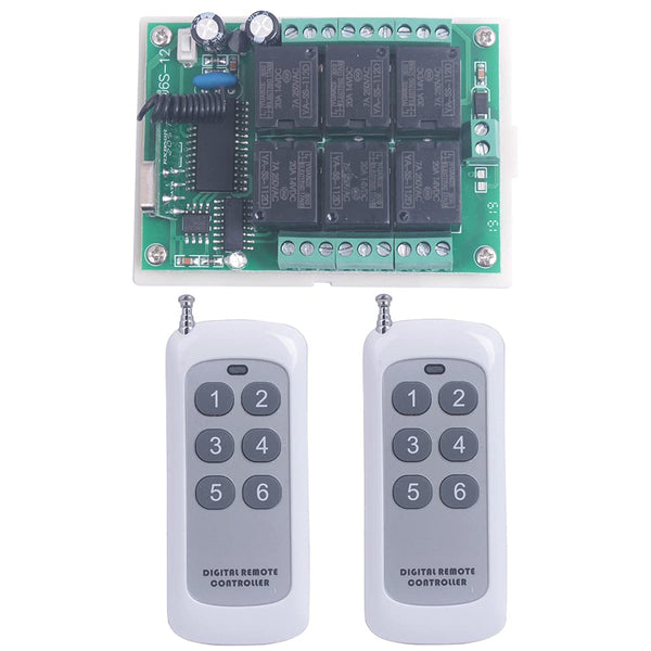 Mangood DC 12V 6 Channel Wireless Remote Control Switch 433MHz Transmitter and Receiver