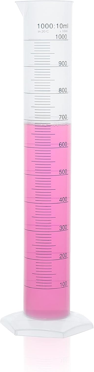 Plastic Measuring Cylinder, 1000ml Volume, PP Material with Blue Printed Graduation, LVF002
