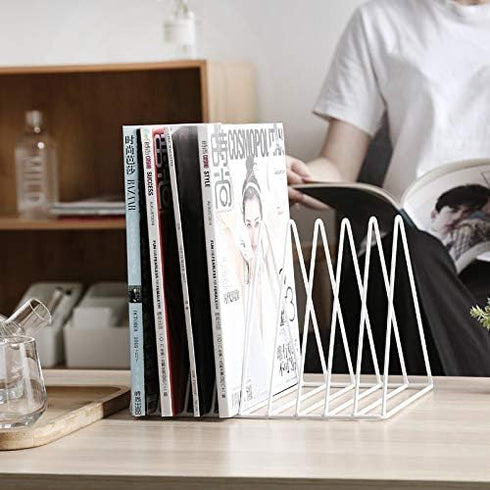 Sooyee 9 Slot White Magazine Holder - Desktop File Sorter Organizer for Home Office Decor