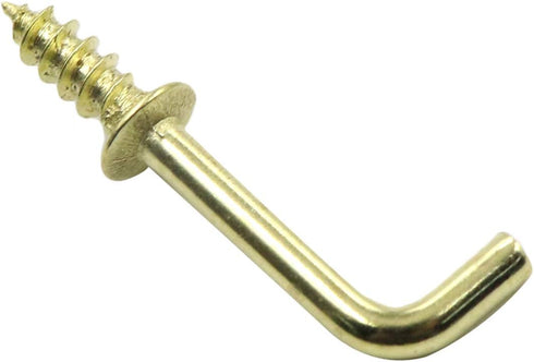 150Pcs 1/2 Inch Brass Plated L Hooks, Mini Right Angle Metal Screw-in Hooks for Hanging