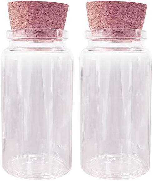 2pcs Empty Clear Glass Bottles, Vials with Cork Stopper, 47mm Bottle Diameter (47x90x33mm 100ml)