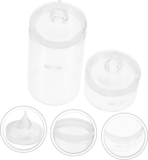 2pcs Glass Weighing Bottle, Ground Glass Stopper Lab Dispensing Bottles, Wide Mouth Wash Bottle, Lab Storage Bottles