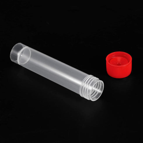 PATIKIL 20mL Plastic Test Tubes, 40 Pack Frozen Vial Container Storage Screw Cap for Lab Science, Red Clear