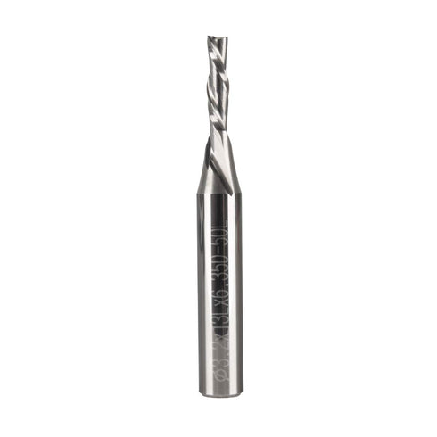 POWERTEC Solid Carbide Downcut 1/8" Spiral Router Bit, 1/4" Shank, 1/8 Inch Cutting Dia. for CNC and Router
